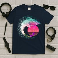 Retro Surfer Shark Wave T-Shirt