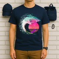 Retro Surfer Shark Wave T-Shirt