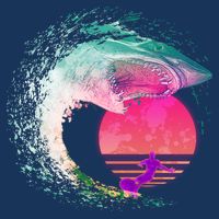 Retro Surfer Shark Wave T-Shirt