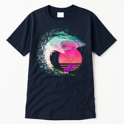 Retro Surfer Shark Wave Tall T-Shirt