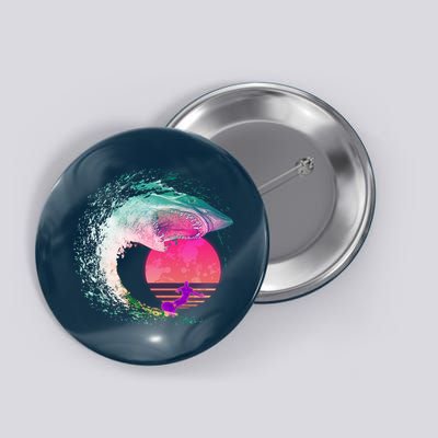 Retro Surfer Shark Wave Button