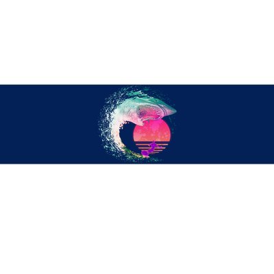 Retro Surfer Shark Wave Bumper Sticker