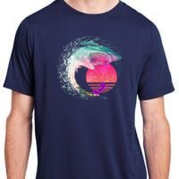 Retro Surfer Shark Wave Adult ChromaSoft Performance T-Shirt