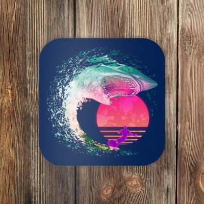 Retro Surfer Shark Wave Coaster