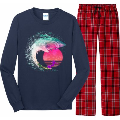 Retro Surfer Shark Wave Long Sleeve Pajama Set