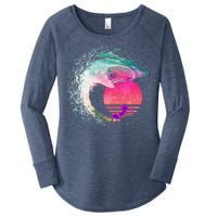 Retro Surfer Shark Wave Women's Perfect Tri Tunic Long Sleeve Shirt