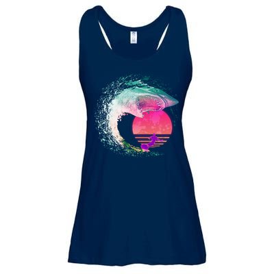Retro Surfer Shark Wave Ladies Essential Flowy Tank