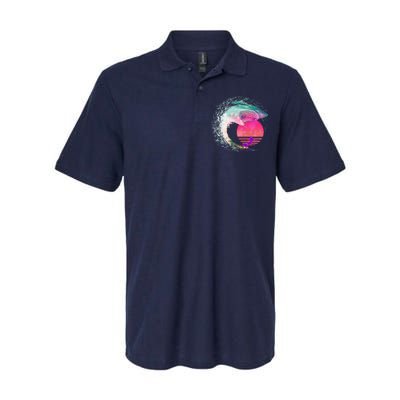 Retro Surfer Shark Wave Softstyle Adult Sport Polo