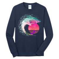 Retro Surfer Shark Wave Tall Long Sleeve T-Shirt