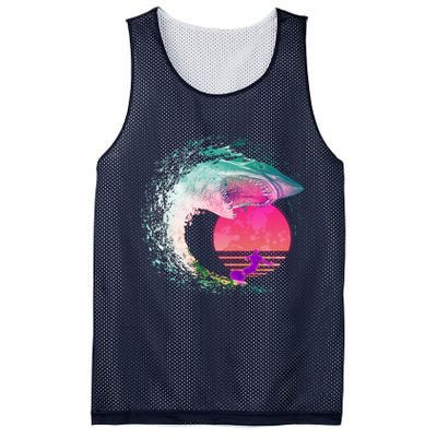Retro Surfer Shark Wave Mesh Reversible Basketball Jersey Tank
