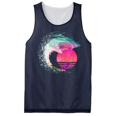 Retro Surfer Shark Wave Mesh Reversible Basketball Jersey Tank