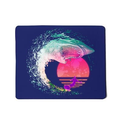 Retro Surfer Shark Wave Mousepad