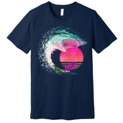 Retro Surfer Shark Wave Premium T-Shirt