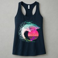 Retro Surfer Shark Wave Womens Tank Top