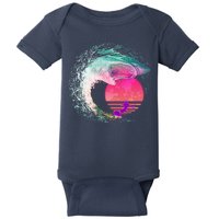 Retro Surfer Shark Wave Baby Bodysuit