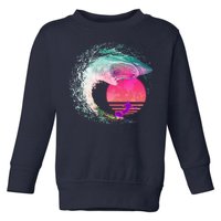 Retro Surfer Shark Wave Toddler Sweatshirt