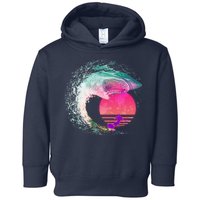 Retro Surfer Shark Wave Toddler Hoodie