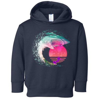 Retro Surfer Shark Wave Toddler Hoodie