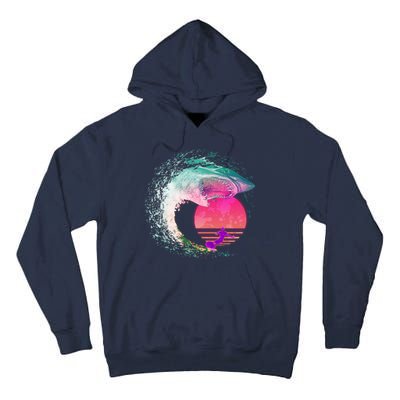 Retro Surfer Shark Wave Tall Hoodie