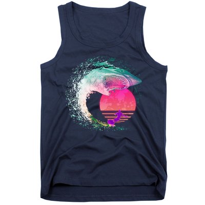 Retro Surfer Shark Wave Tank Top