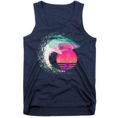 Retro Surfer Shark Wave Tank Top