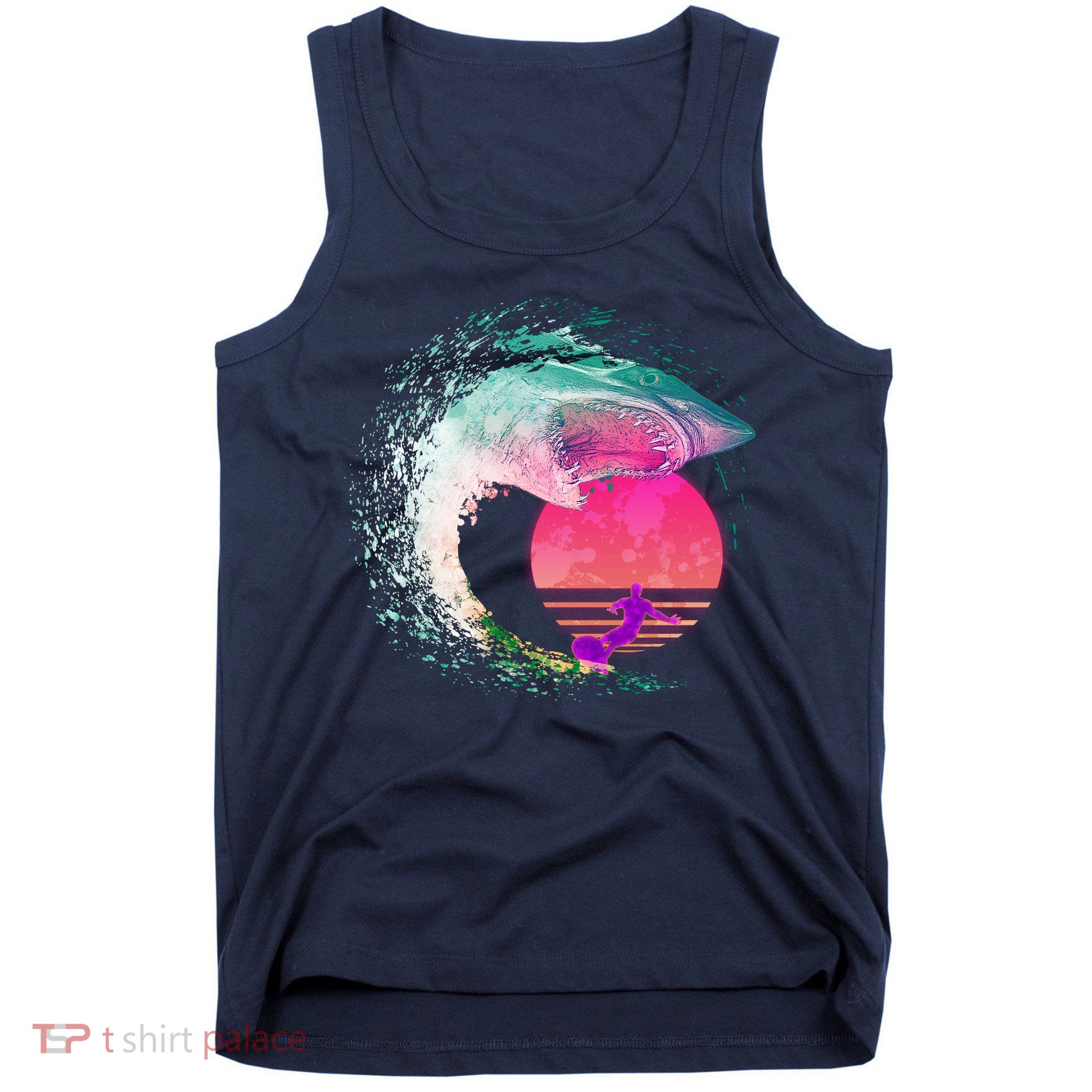 Retro Surfer Shark Wave Tank Top