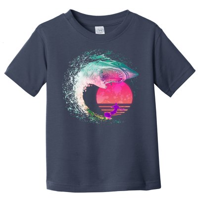 Retro Surfer Shark Wave Toddler T-Shirt