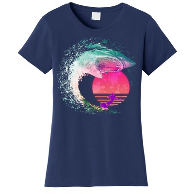 Retro Surfer Shark Wave Women's T-Shirt