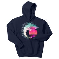 Retro Surfer Shark Wave Kids Hoodie