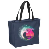 Retro Surfer Shark Wave Zip Tote Bag