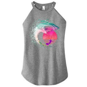 Retro Surfer Shark Wave Women’s Perfect Tri Rocker Tank