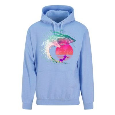 Retro Surfer Shark Wave Unisex Surf Hoodie