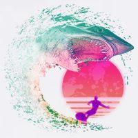 Retro Surfer Shark Wave Garment-Dyed Sweatshirt
