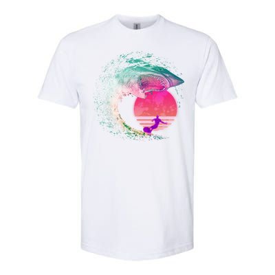 Retro Surfer Shark Wave Softstyle CVC T-Shirt