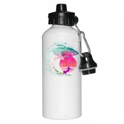 Retro Surfer Shark Wave Aluminum Water Bottle