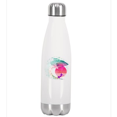 Retro Surfer Shark Wave Stainless Steel Insulated Water Bottle