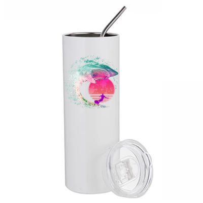 Retro Surfer Shark Wave Stainless Steel Tumbler