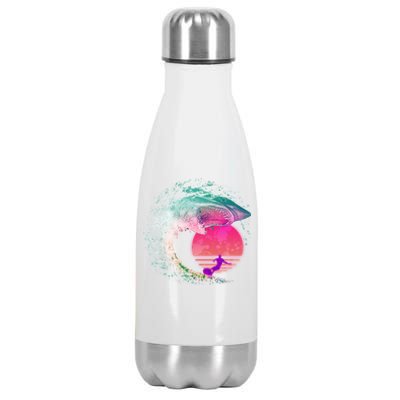 Retro Surfer Shark Wave Stainless Steel Insulated Water Bottle