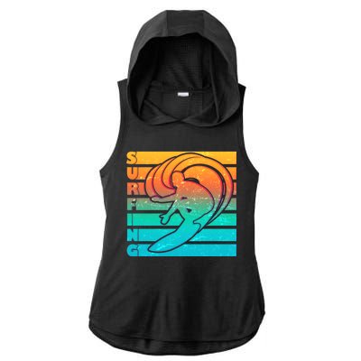 Retro Surfing Ladies PosiCharge Tri-Blend Wicking Draft Hoodie Tank