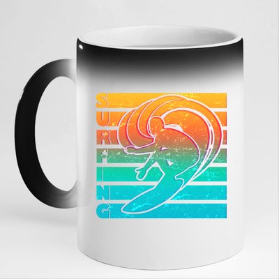 Retro Surfing 11oz Black Color Changing Mug