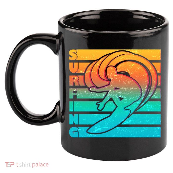 Retro Surfing 11oz C Handle Ceramic Mug