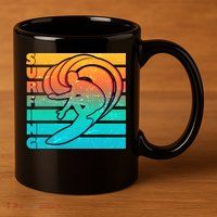 Retro Surfing 11oz C Handle Ceramic Mug