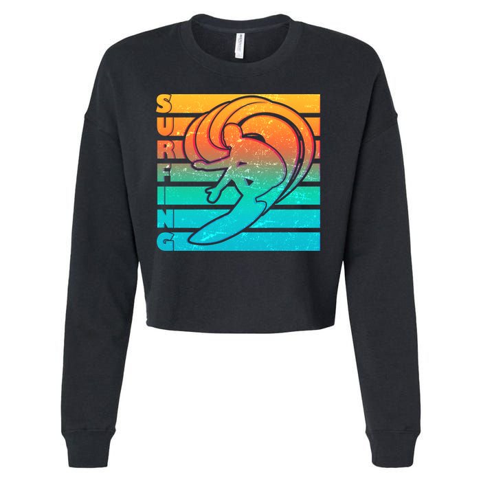 Retro Surfing Cropped Pullover Crew
