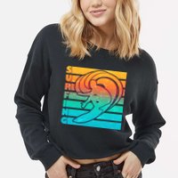 Retro Surfing Cropped Pullover Crew