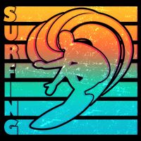 Retro Surfing Cropped Pullover Crew