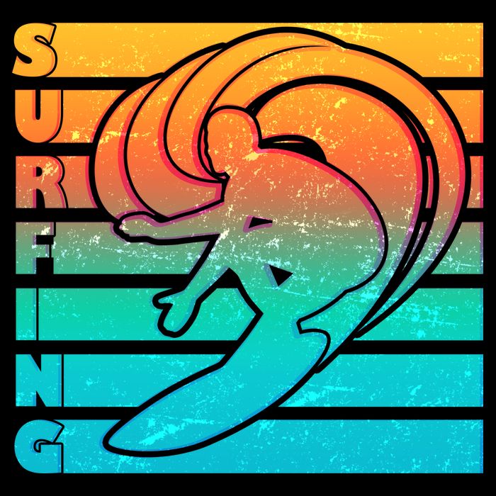 Retro Surfing Cropped Pullover Crew