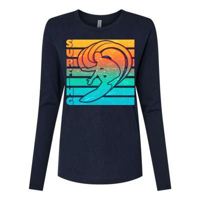 Retro Surfing Womens Cotton Relaxed Long Sleeve T-Shirt