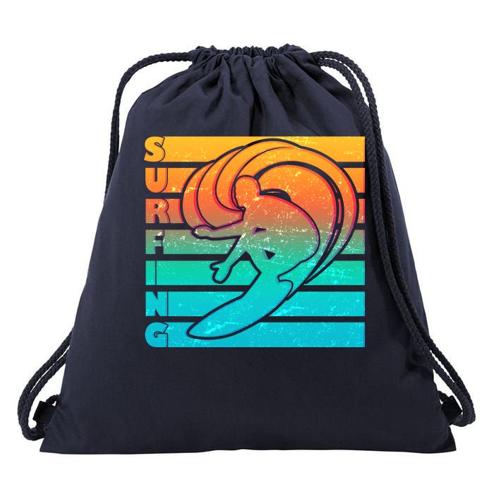 Retro Surfing Drawstring Bag