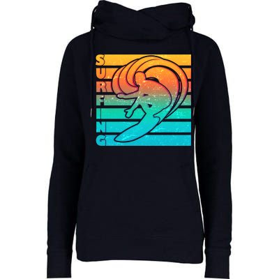 Retro Surfing Womens Funnel Neck Pullover Hood