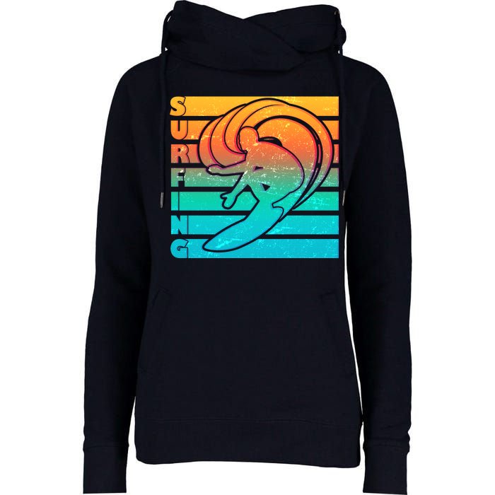 Retro Surfing Womens Funnel Neck Pullover Hood